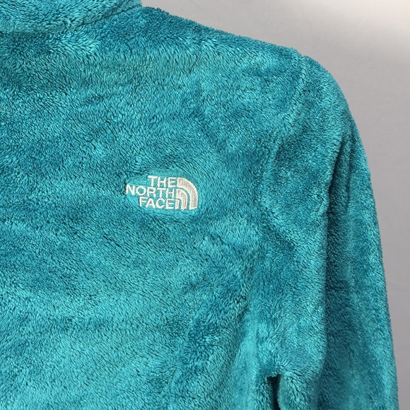 The North Face Osito Jacket Womens Small Teal Blue Fuzzy Fleece Full Zip - Picture 5 of 8